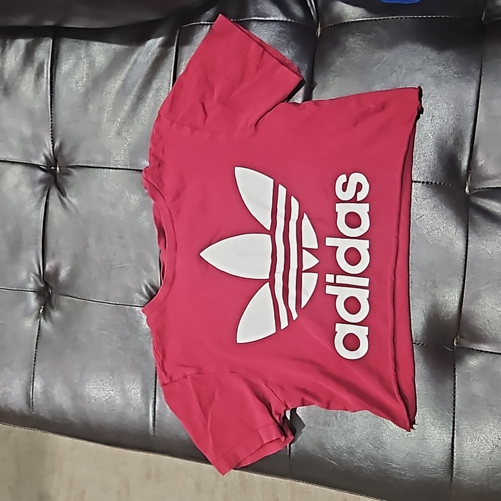 Maroon Adidas crop top tee